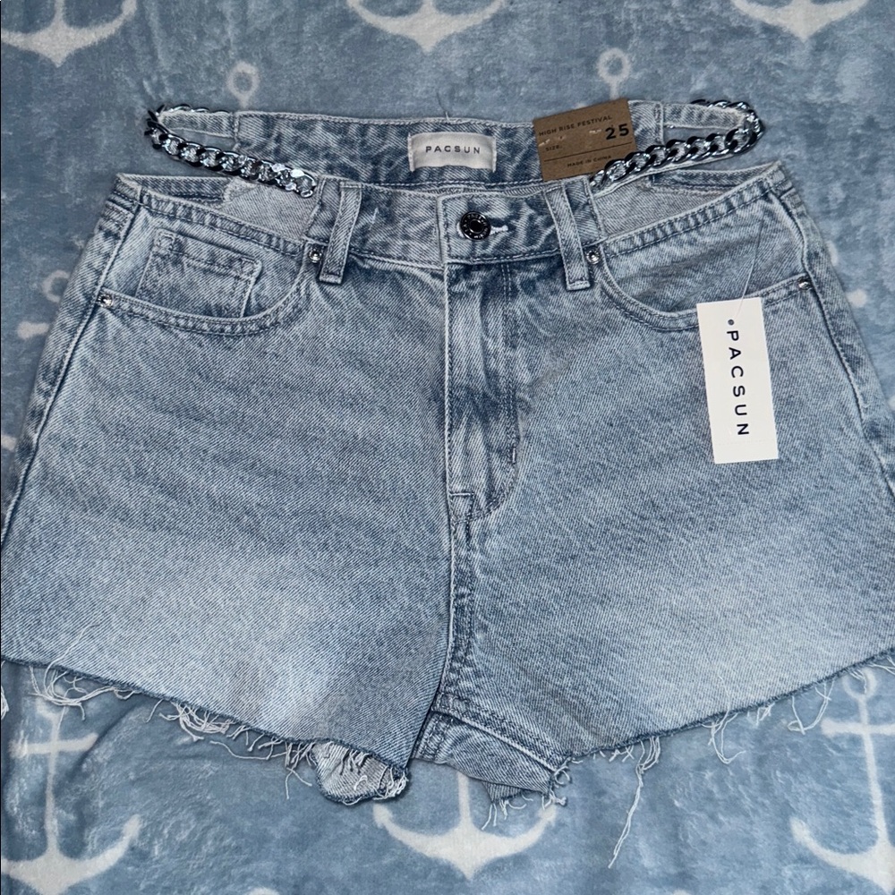 PacSun Washed Blue Denim Cutoff Shorts